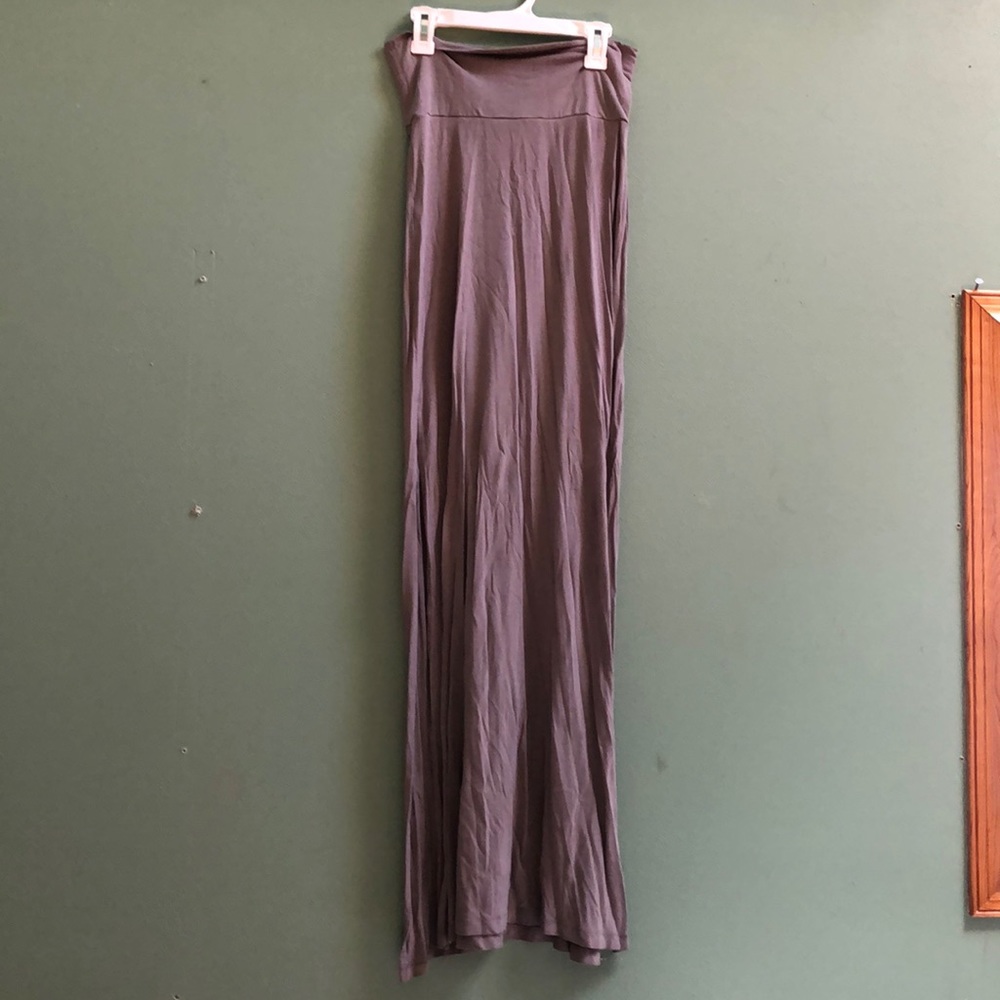 Long tan skirt with slit on side